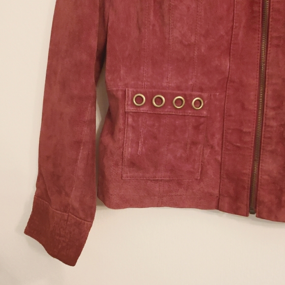 Ruff Hewn Burgundy Sued Leather Jacket - Picture 4 of 10